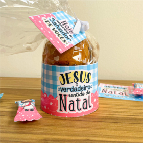 Mini panetone com Cinta + Tag Verdadeiro Natal